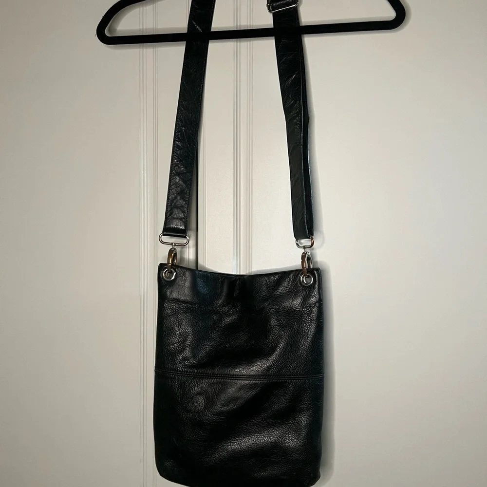 Margot Black Leather Multi Zip Crossbody Purse